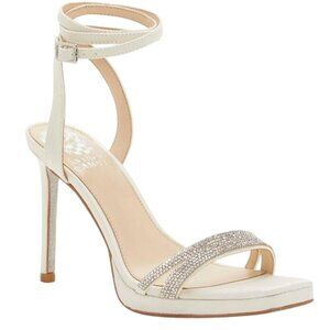 Vince Camuto Kiahna Embellished Square Toe‎ Pumps in Milk Satin/Ivory, Size 8.5